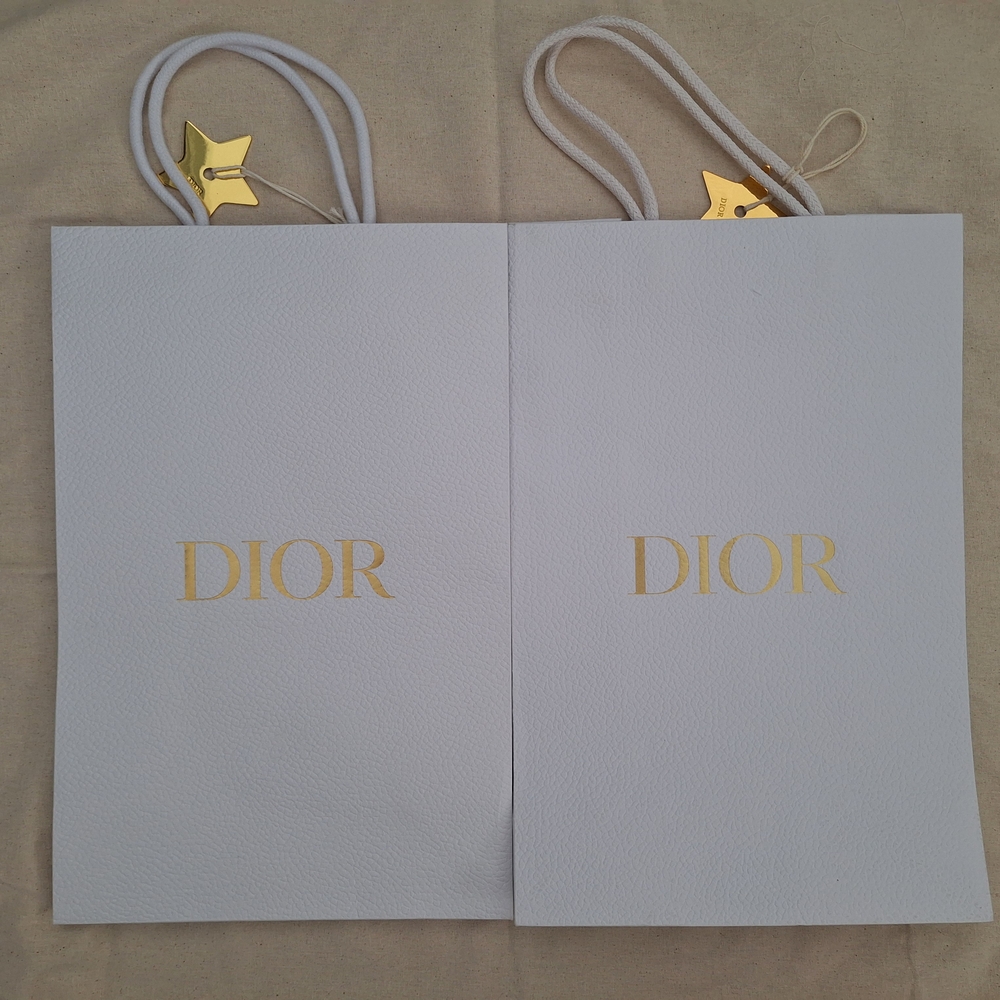Dior White Gift Bags with Gold Logo